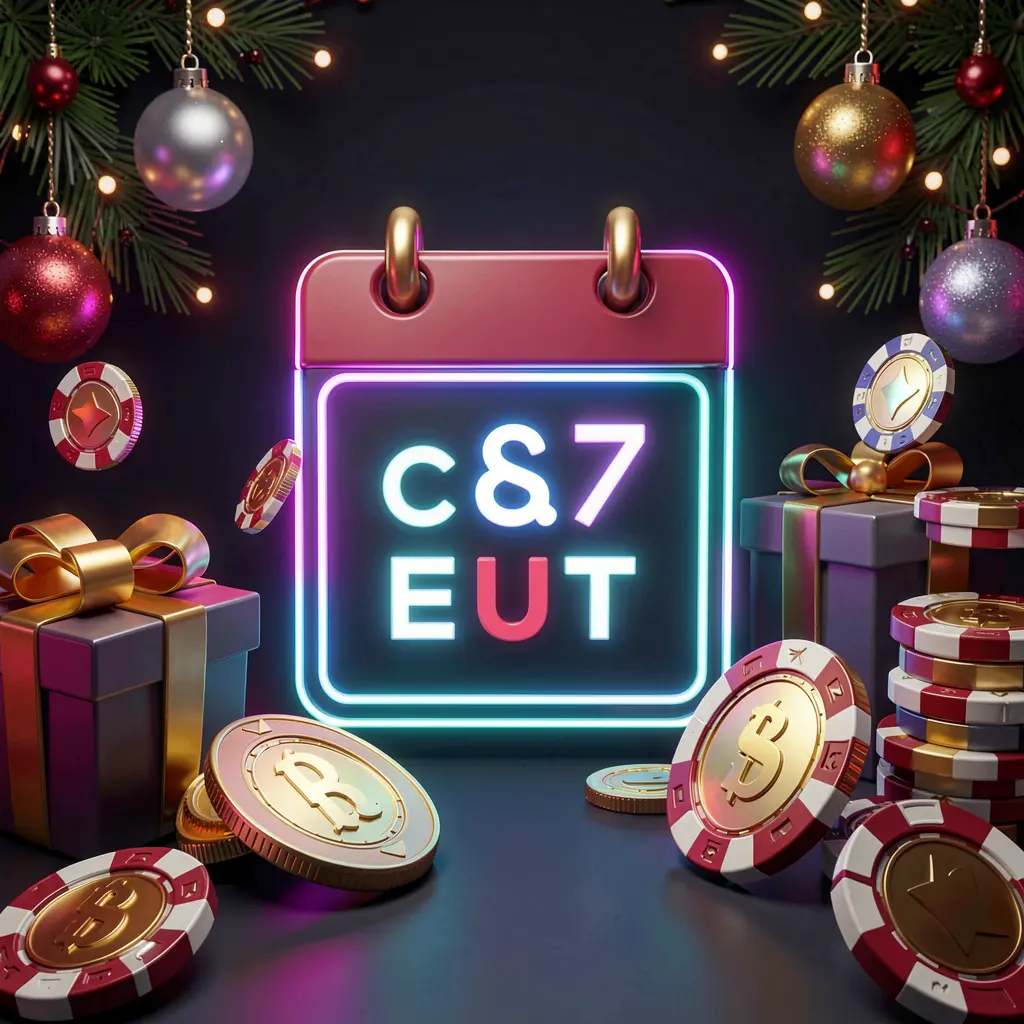 TK456 weekly casino bonus concept featuring a calendar icon, gift boxes, coins, and chips on a festive dark background with neon glow in premium 3D style